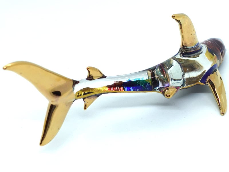 Sansukjai Shark Miniature Figurines Animals Hand Painted Blown Glass Art Sea Collectible Gift Decorate (6 Inches Blue) - Image 4